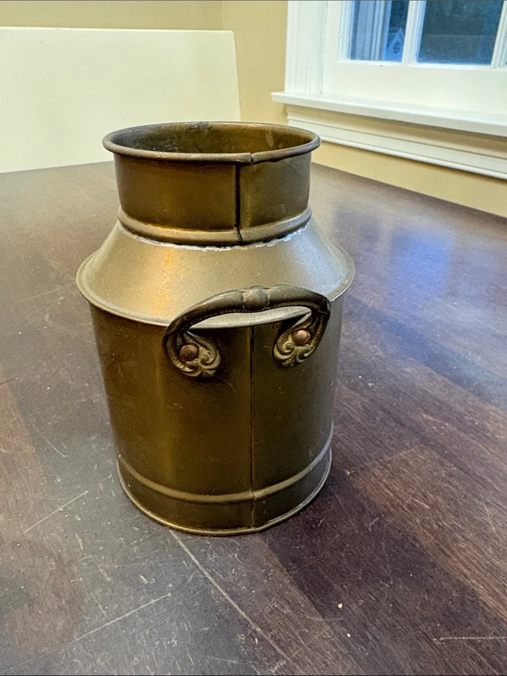 Brass-Tone Decorative Milk Can Vase